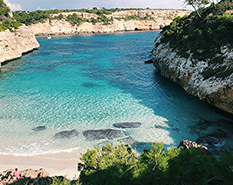 Blue beach shore in Majorca